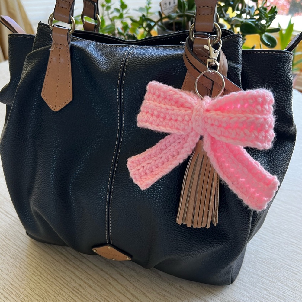 3/$20 Hand Crocheted Big Beautiful Bow Keychain/Bag Charm! - Picture 1 of 12
